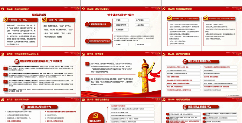 2019红色中国共产党处分条例PPT模板