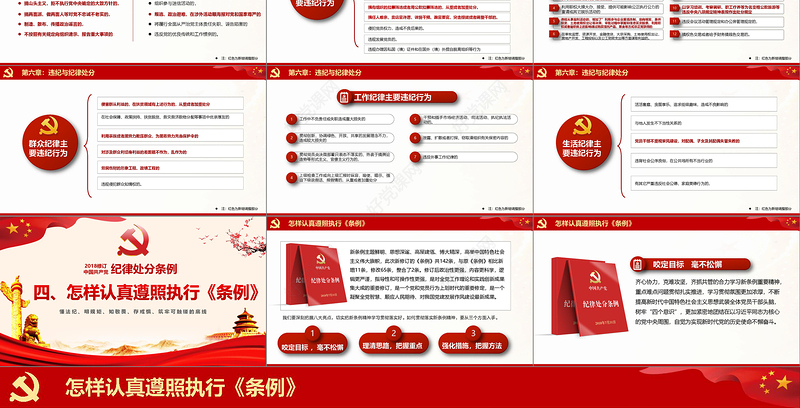 2019红色中国共产党处分条例PPT模板