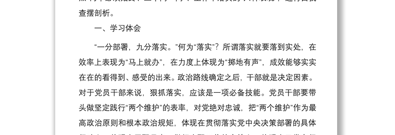 局党组书记狠抓工作落实专题组织生活会对照检查材料