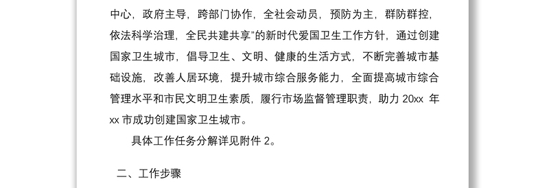 2021县市场监督管理局落实创建国家卫生城市工作实施方案