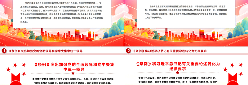 学深学透新修订的《条例》PPT简约风全党开展党纪学习教育工作课件模板