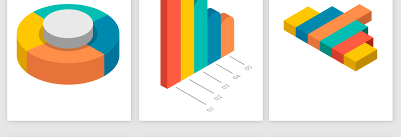 ppt图表饼图柱状图矢量素材