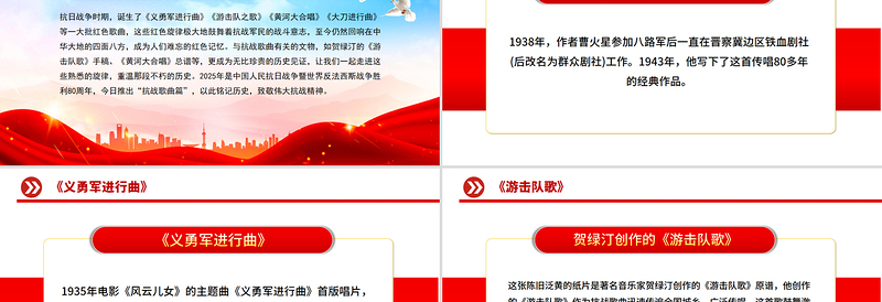 2025重温抗战歌曲PPT红色旋律见证民族的抗争课件