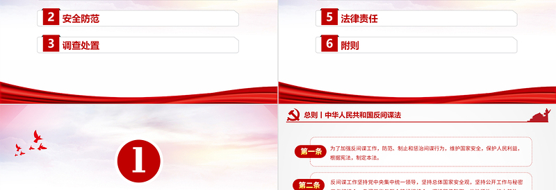红色精美中华人民共和国反间谍法国家安全教育PPT模板