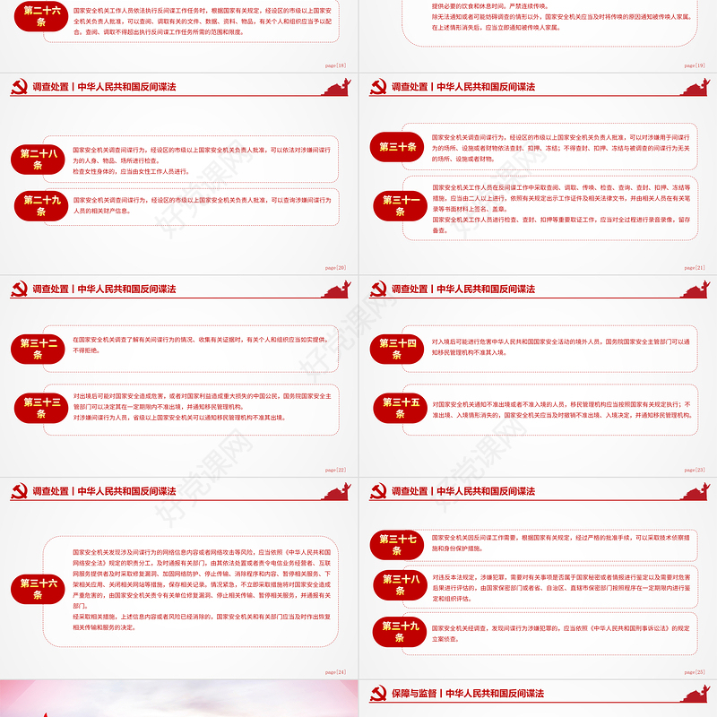 红色精美中华人民共和国反间谍法国家安全教育PPT模板