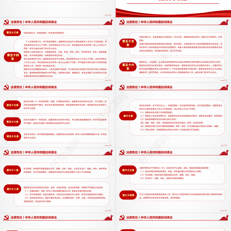 红色精美中华人民共和国反间谍法国家安全教育PPT模板