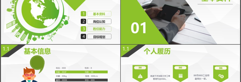 2019绿色简约大气清新岗位竞聘PPT模板