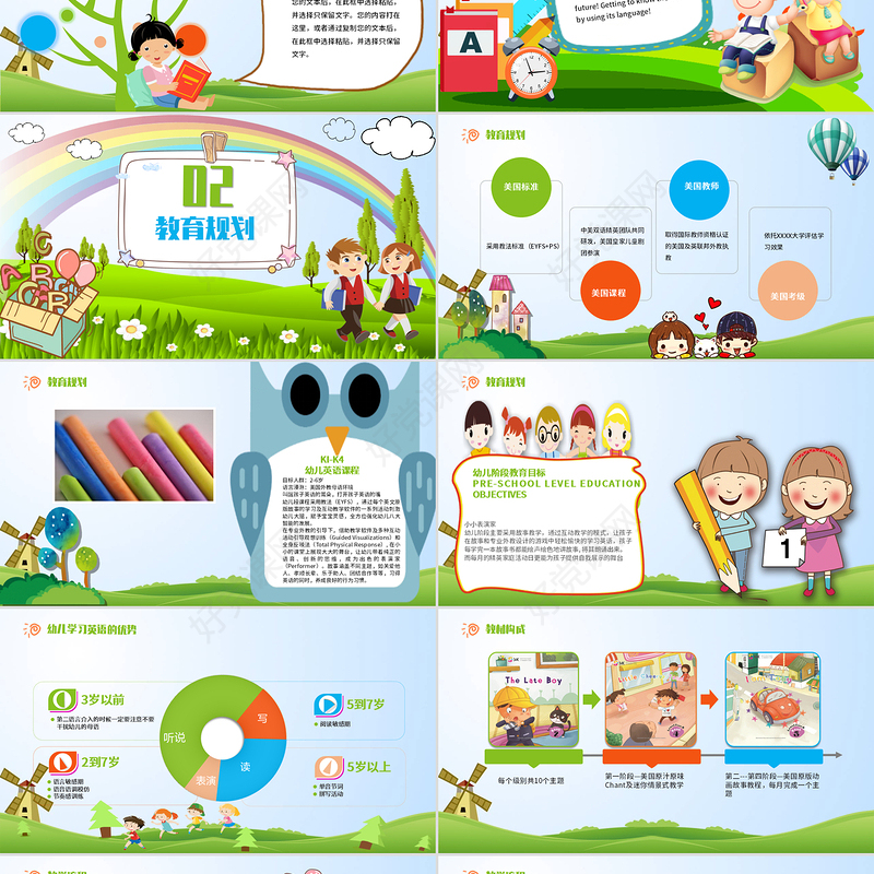 少儿启蒙英语培训卡通风PPT模板