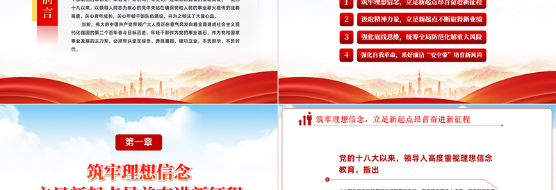 2022筑牢信念鼓足精气神激扬青春建功新时代PPT红色党政风喜迎二十代永远跟党走主题党课课件模板