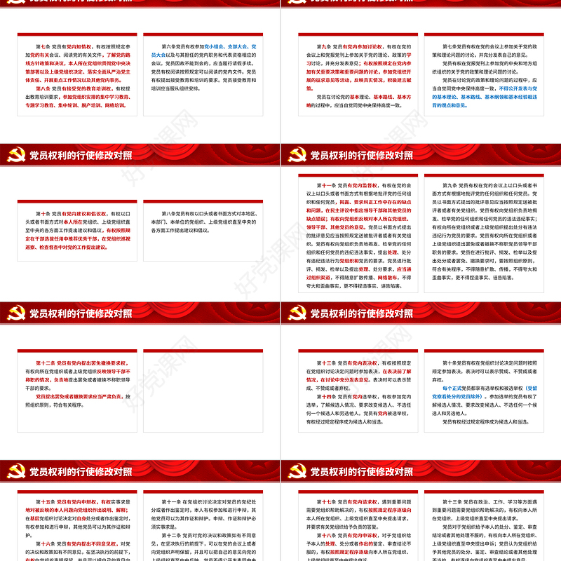 中国共产党党员权利保障条例修订前后对照表