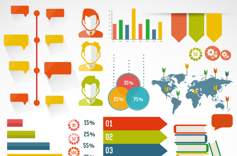 彩色商务概念PPT素材矢量图形-含多个ppt元素