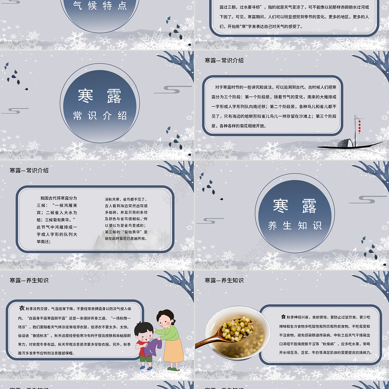 二十四节气之寒露灰白色简约PPT模板