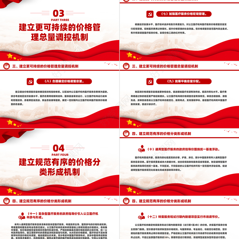 红色党政风深化医疗服务价格改革试点方案PPT课件模板