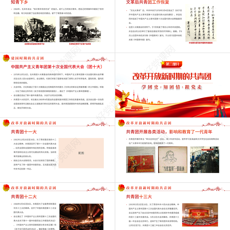 共青团简史团课PPT红色党政风庆建团百年学团史知识专题课件模板