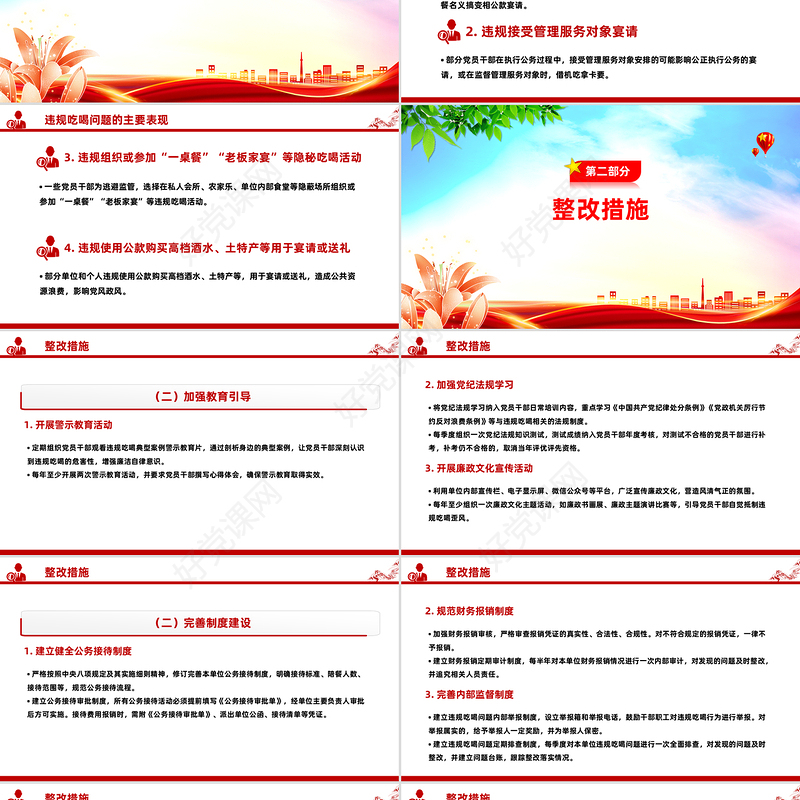 2025关于违规吃喝问题的整改措施PPT全面从严治党党课