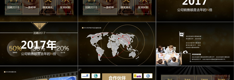 2018年土豪金版年会-颁奖晚会通用PPT模板