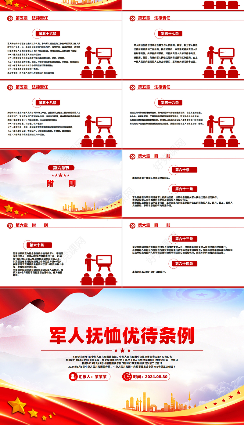 红色精美新版《军人抚恤优待条例》PPT课件