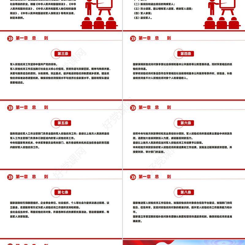 红色精美新版《军人抚恤优待条例》PPT课件