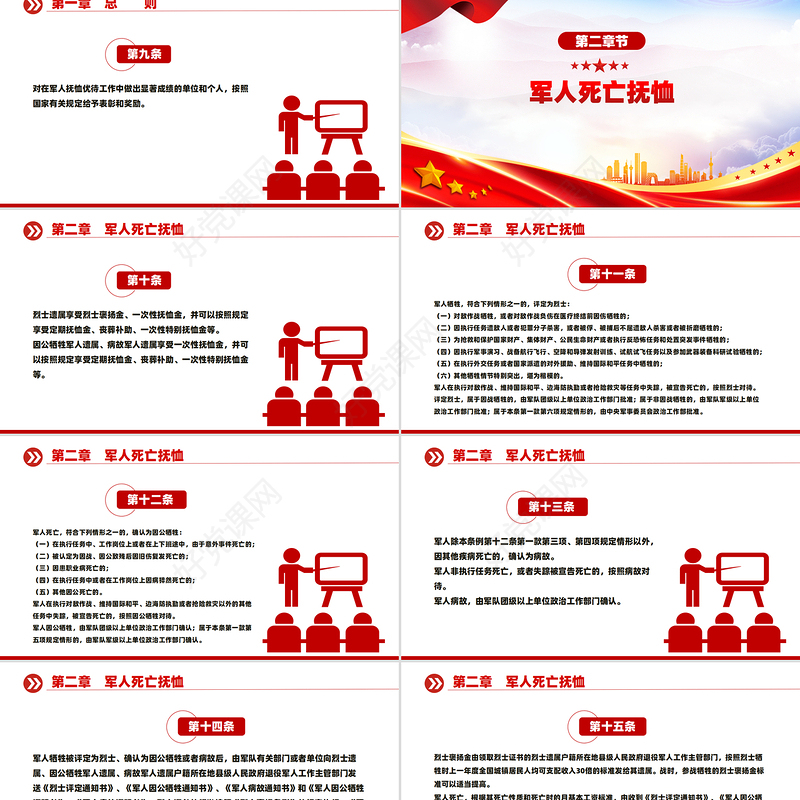 红色精美新版《军人抚恤优待条例》PPT课件