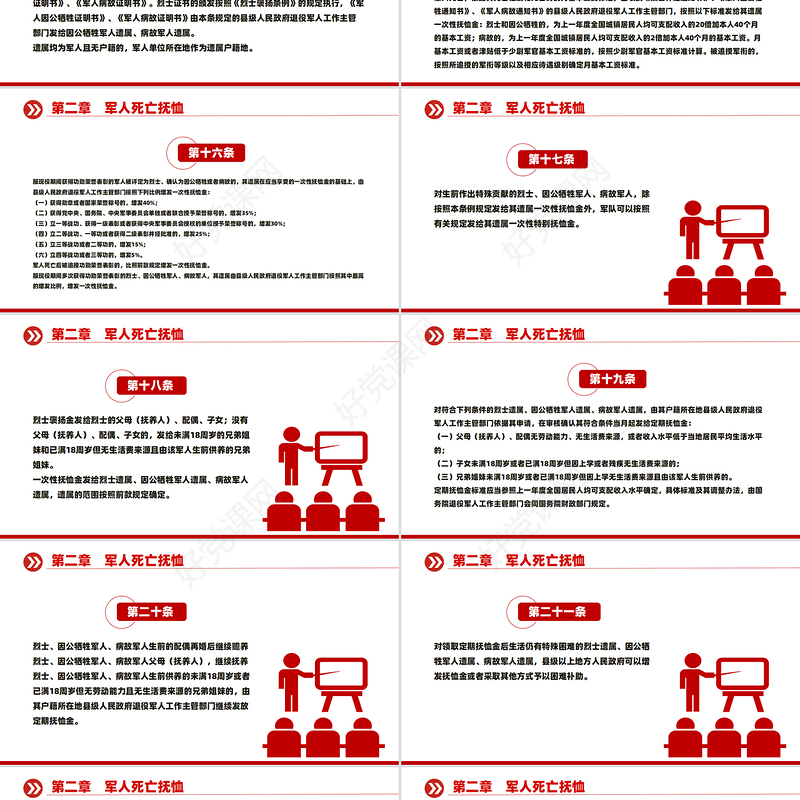 红色精美新版《军人抚恤优待条例》PPT课件