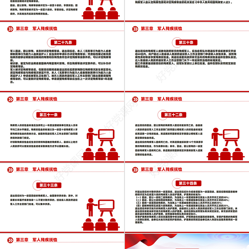 红色精美新版《军人抚恤优待条例》PPT课件