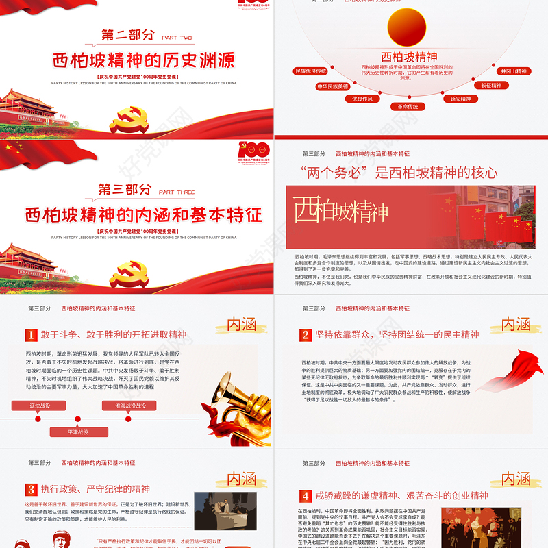 2021新中国从这里走来PPT关于谈西柏坡精神的内涵和时代价值专题系列党课课件模板下载