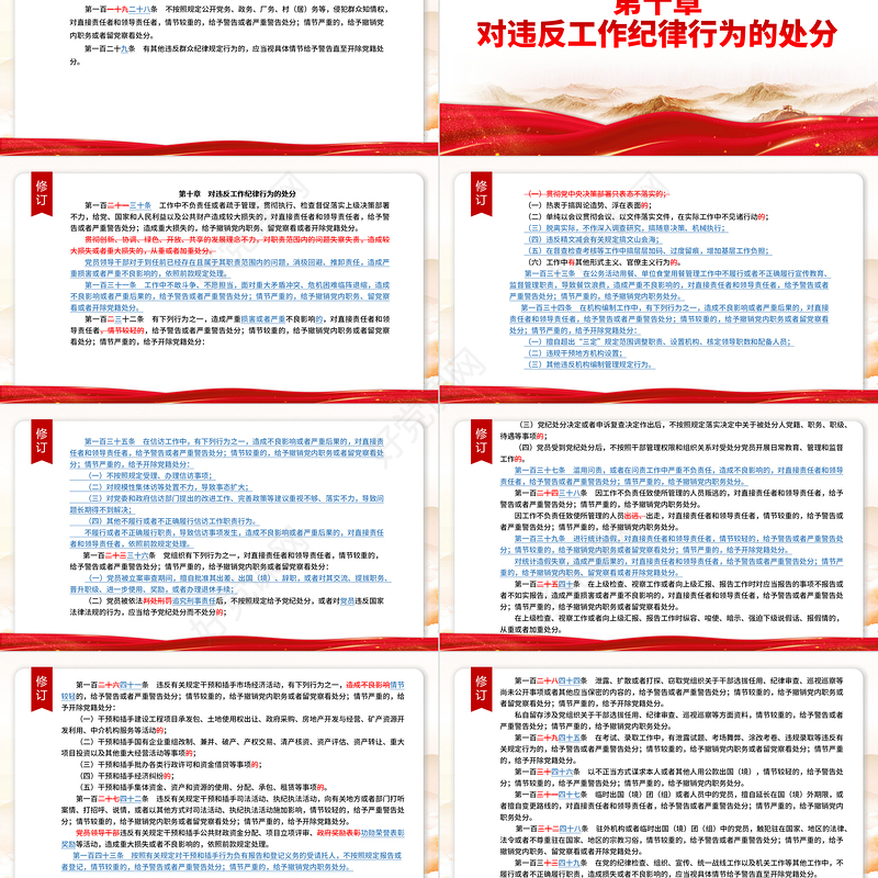 解读中国共产党纪律处分条例（2023年新旧对照版）PPT大气党政风纪律处分条例新变化党课下载