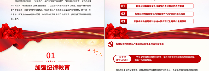 在全面从严治党中加强纪律教育PPT简约风全党开展党纪学习教育工作课件模板