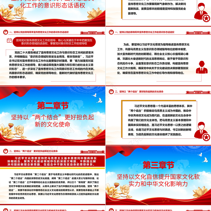 深入学习贯彻习近平文化思想的实践要求ppt大气党政风学习习近平新时代文化思想党组织党员干部学习培训党课课件