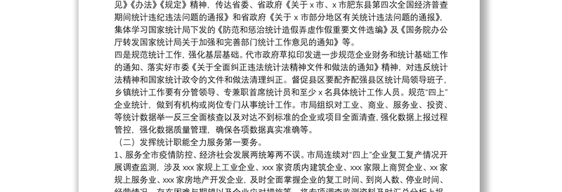 市统计局上半年工作总结及下半年主要工作谋划