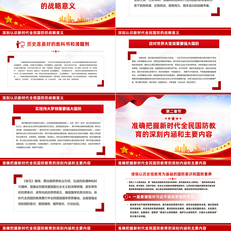 加强和改进新时代全民国防教育PPT红色大气强化全民国防教育筑牢强国复兴支撑专题辅导课件