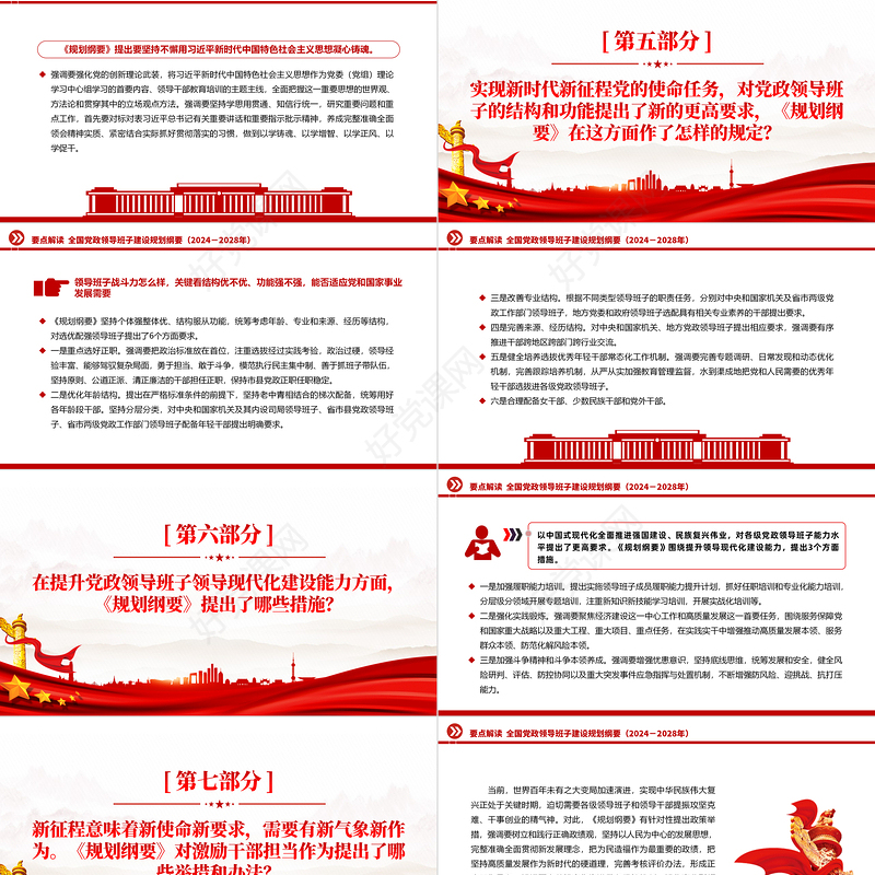红色创意关于《全国党政领导班子建设规划纲要（2024－2028年）》要点PPT下载