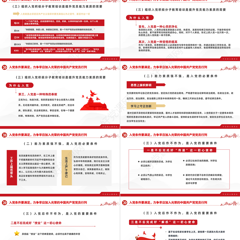 2022入党积极分子PPT红色简约入党积极分子专题培训党建党课课件模板下载