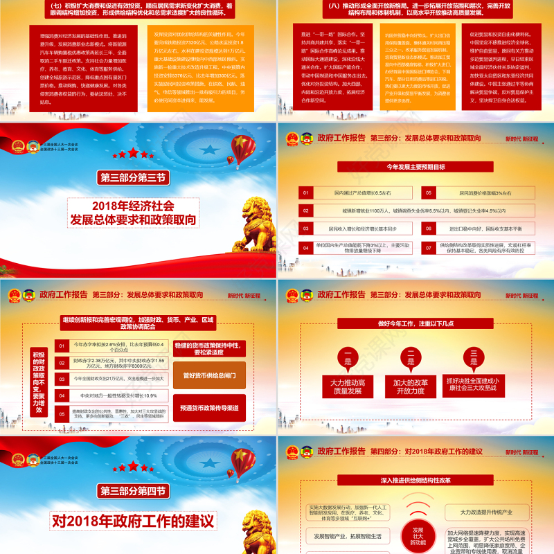 党课培训2018聚焦两会解读全文两会报告党建党政PPT模板