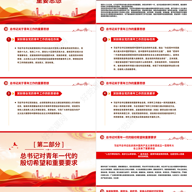 挺膺担当PPT大气精美团员和青年主题教育第四专题团支部学习指引团课模板下载