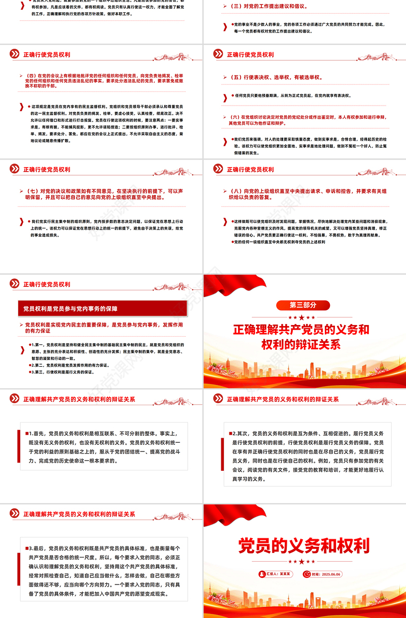 2025党务知识PPT党员的义务和权利课件下载