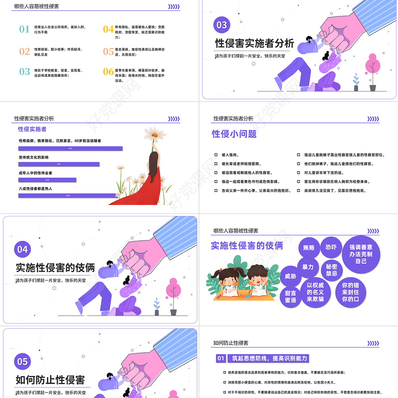 2022初中生防性侵安全教育主题班会PPT卡通插画风初中生防性侵安全教育主题班会课件模板