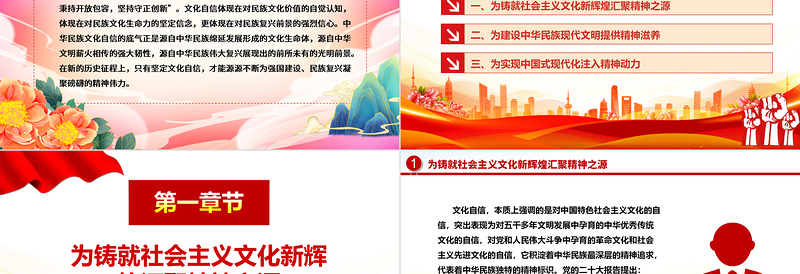 文化自信源源不断为民族复兴凝聚精神力量ppt大气精美深入学习习近平总书记对宣传思想文化工作作出的重要指示党组织党课专题教育课件