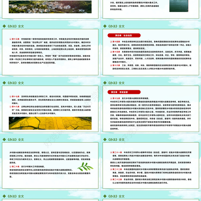 2022乡村振兴责任制实施办法PPT简约党政风学习解读《乡村振兴责任制实施办法》专题课件模板下载