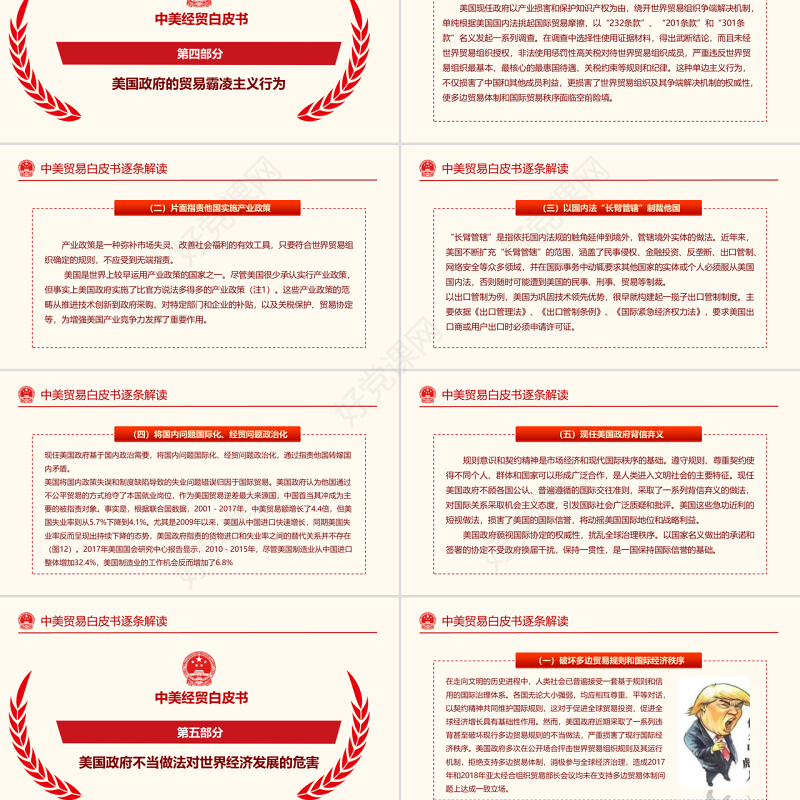 原创中美经贸摩擦白皮书中美贸易战PPT