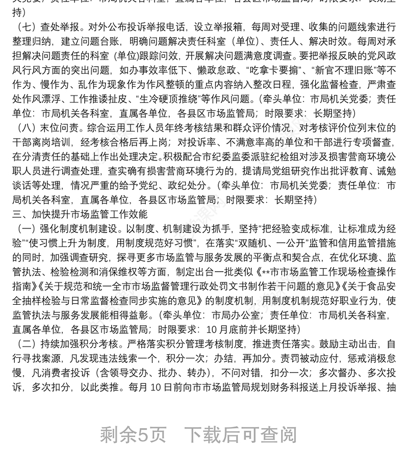 关于加快提升市场监管工作效能持续优化营商环境助力区域性中心城市建设的意见