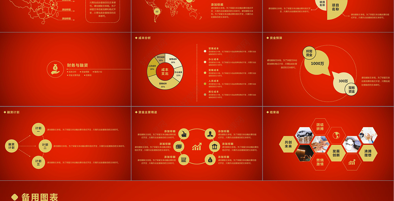 2019红金色大气商业计划书PPT模板
