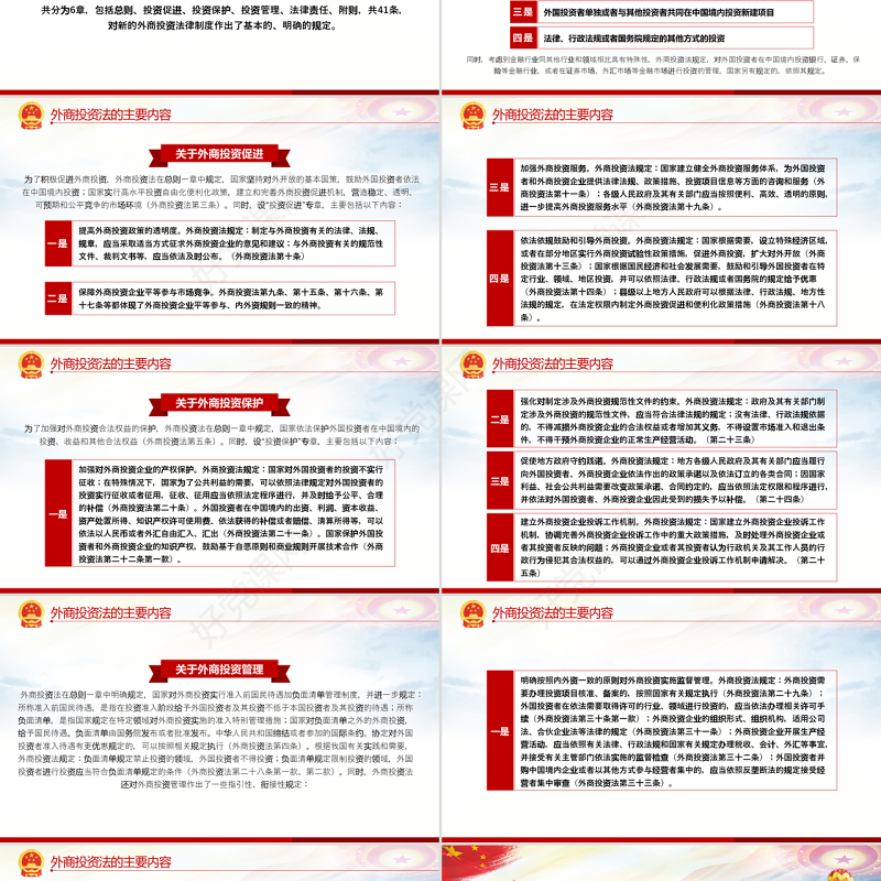 原创中华人民共和国外商投资法学习解读ppt-版权可商用
