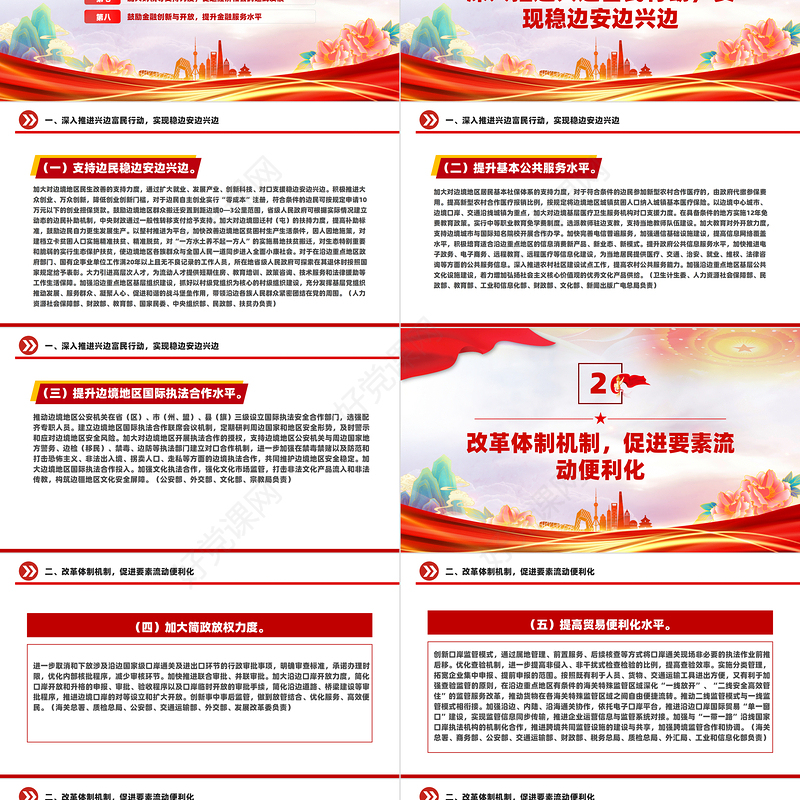 简洁大气关于支持沿边重点地区开发开放若干政策措施的意见PPTPPT模板