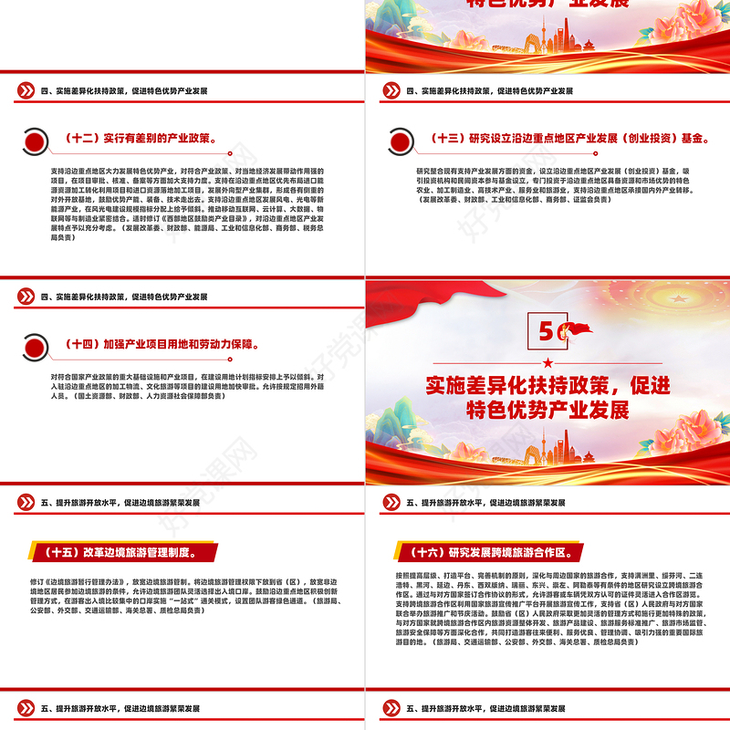 简洁大气关于支持沿边重点地区开发开放若干政策措施的意见PPTPPT模板