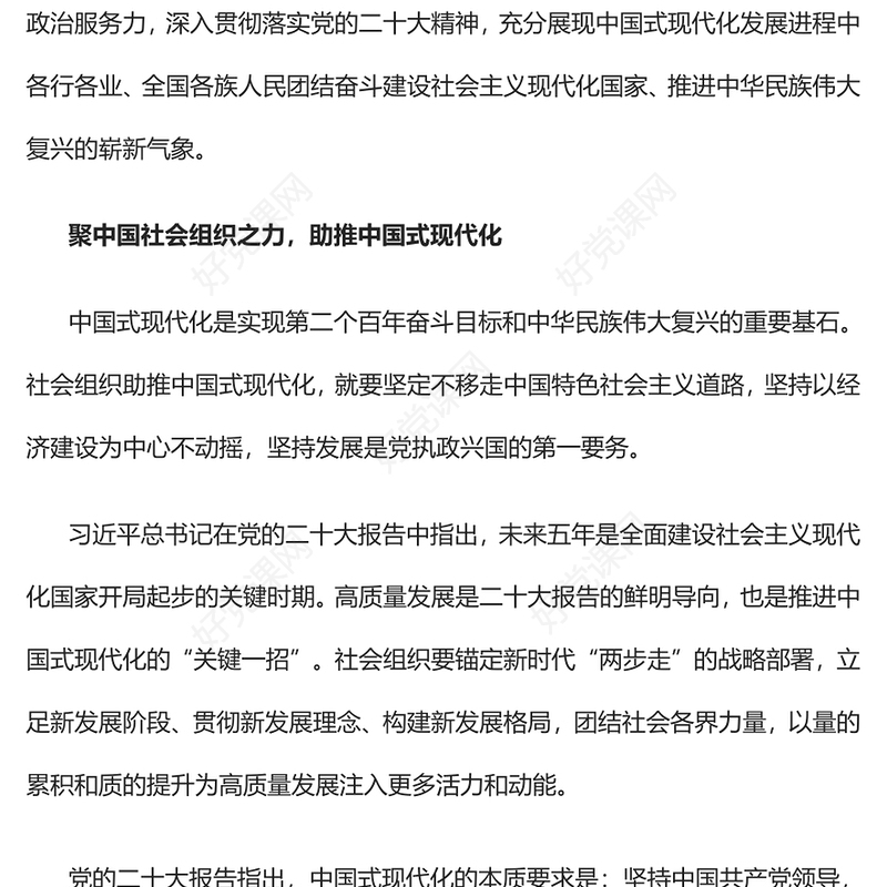 2022中国社会组织奋力推进中国式现代化PPT红色党政风深入贯彻落实党的二十大精神专题党课党建课件(讲稿)
