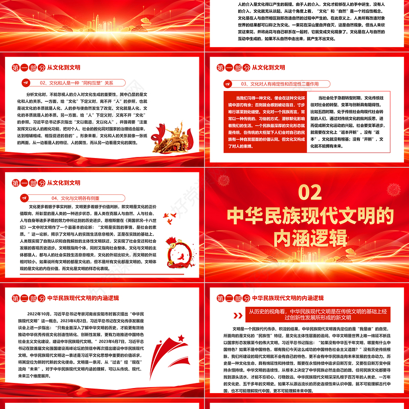 肩负起建设中华民族现代文明的文化使命ppt精美大气习近平总书记日前对宣传思想文化工作作出重要指示党组织党支部党员培训学习党课课件