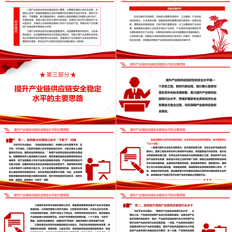 2023着力提升产业链供应链韧性和安全水平ppt精美简洁风为我国构建自主可控、安全高效的产业链供应链指明方向党组织党员学习党课课件