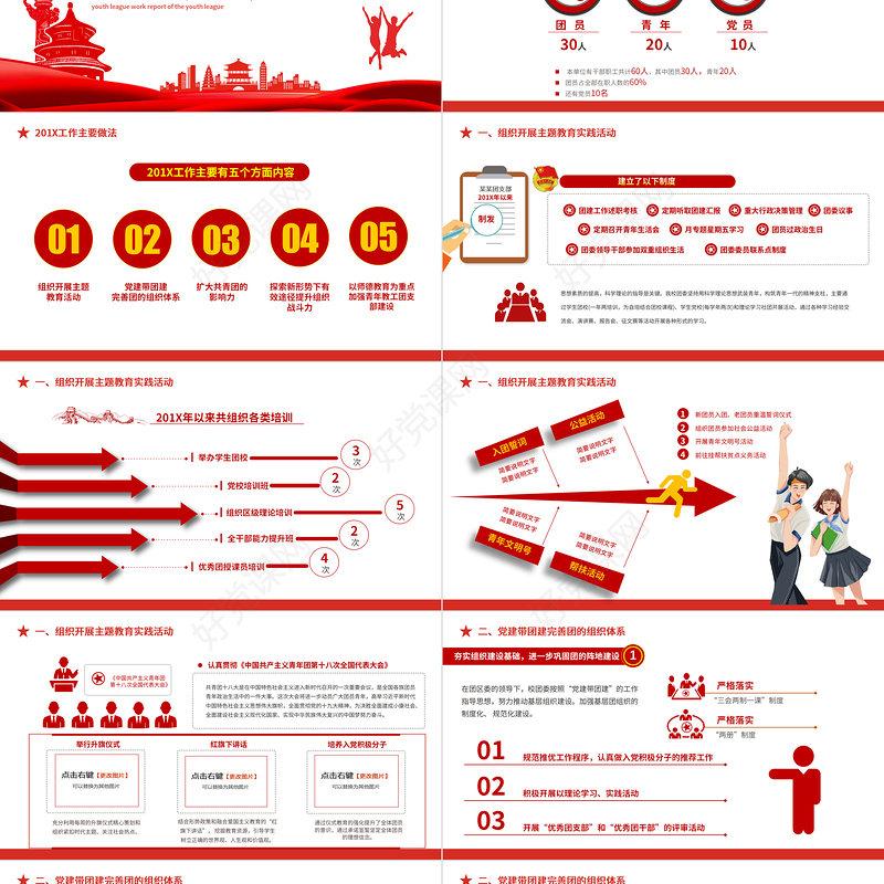 团支部工作计划PPT简约创意团委团支书年度工作总结新年工作计划模板下载