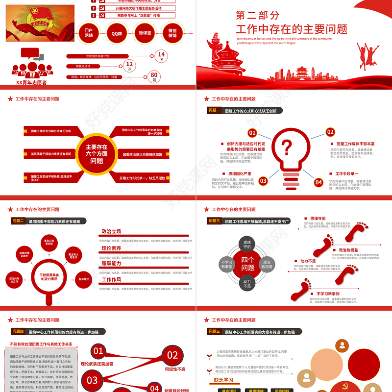 团支部工作计划PPT简约创意团委团支书年度工作总结新年工作计划模板下载